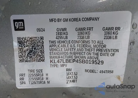 2025 Buick Envista Sport Touring Fwd из США, поврежденный, VIN KL47LBEP4SB019529